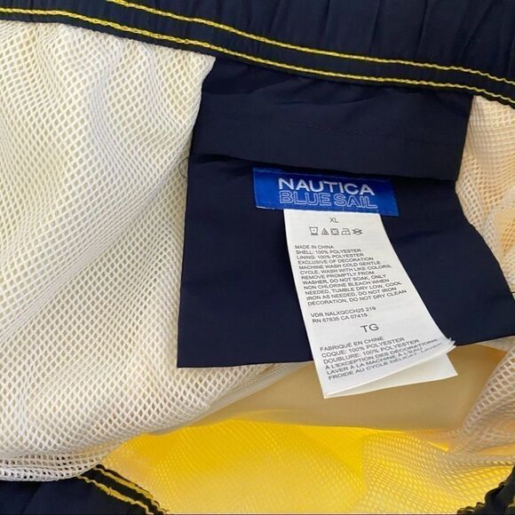 Nautica Mens Colorblock Sail Logo Swim Trunks - Picture 6 of 6